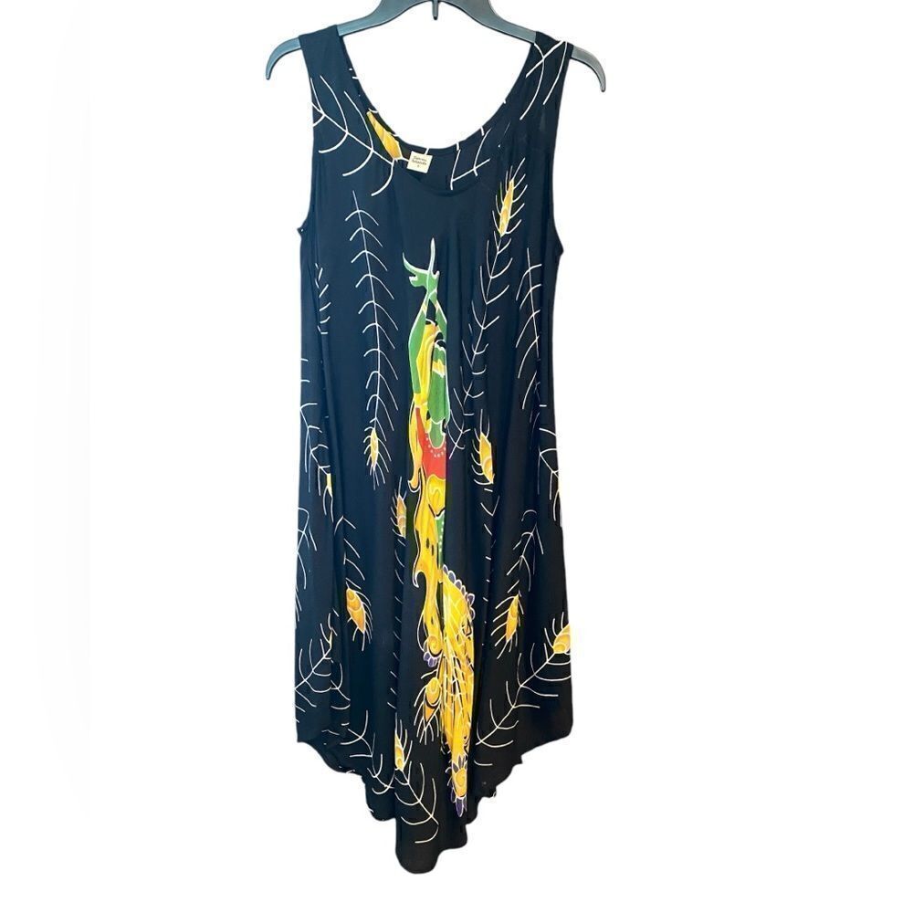 Seven Islands Sz S Black Mermaid Flowy Rayon Swim Cover Casual Vacation Dress